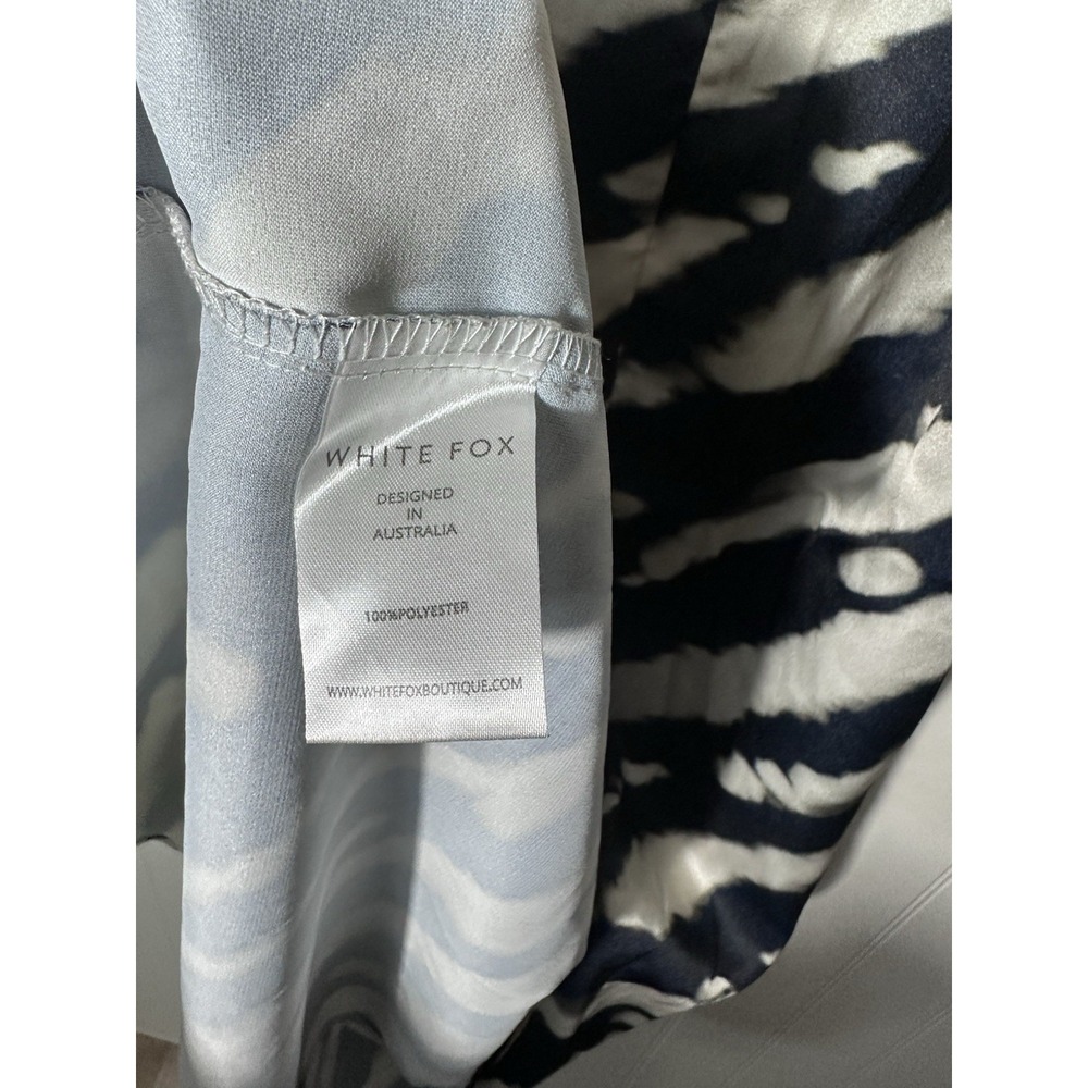 White Fox Boutique Zebra Print Maxi Dress XXS Black White Lace Up Back Satin - Picture 6 of 9